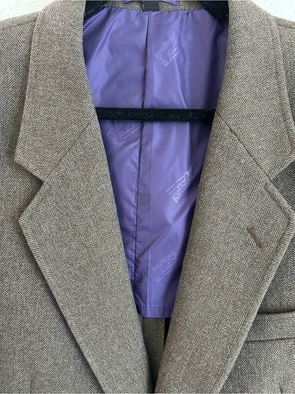 Patagonia Brown Men's Vintage 1980s Herringbone Tweed Travel Sport Coat